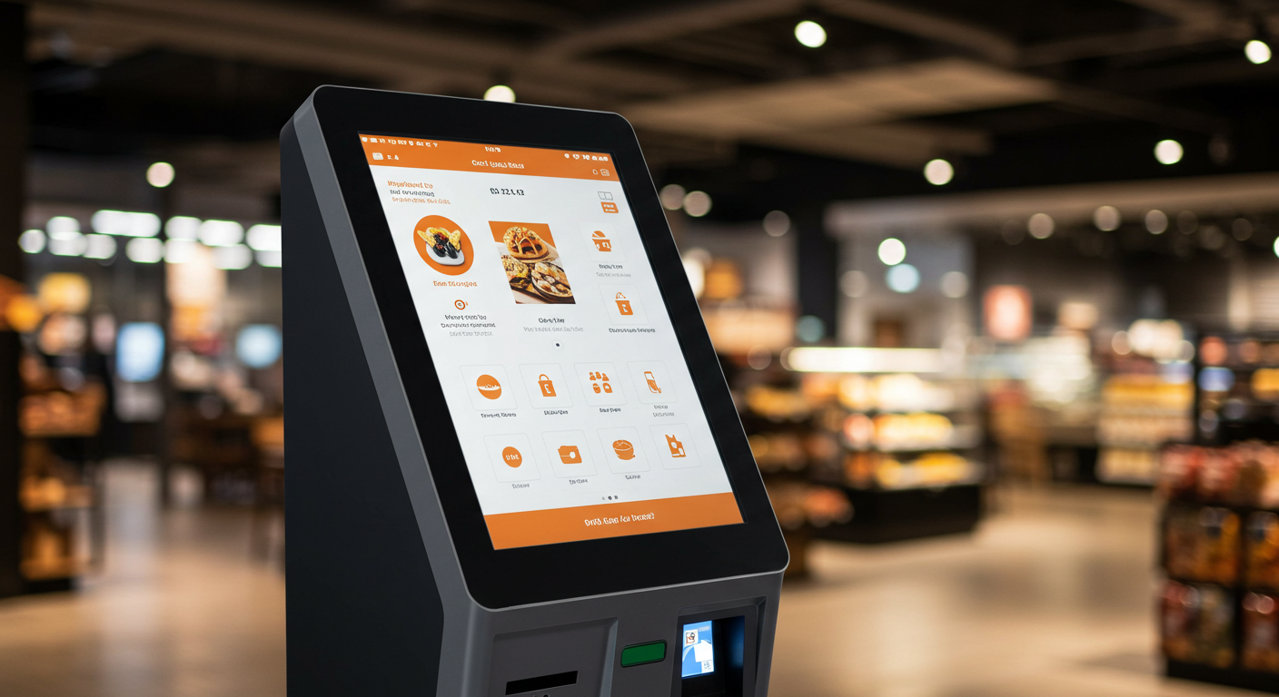 Self-service kiosk touch screen