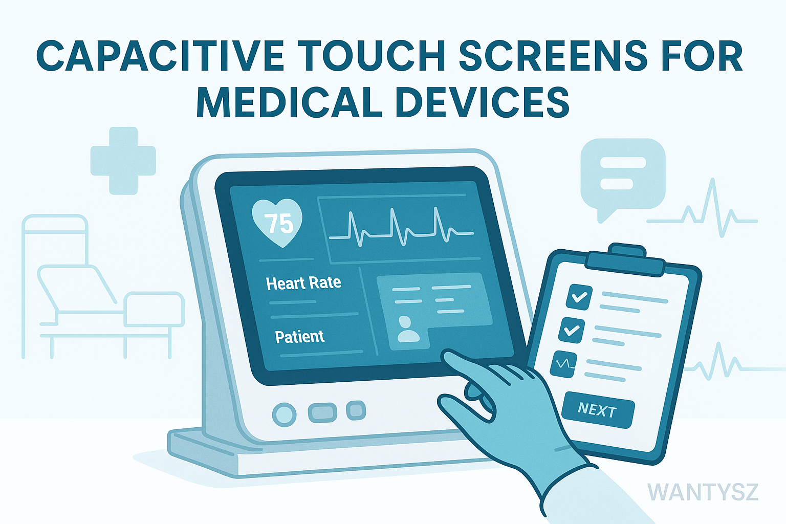Capacitive touch screen integrated into a medical device interface