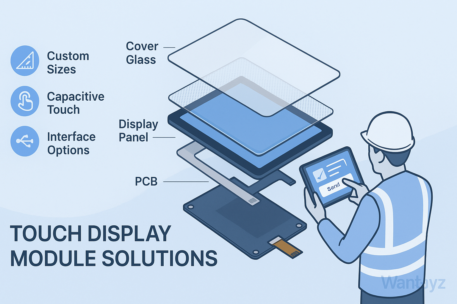 Integrated touch display module with screen and controller board