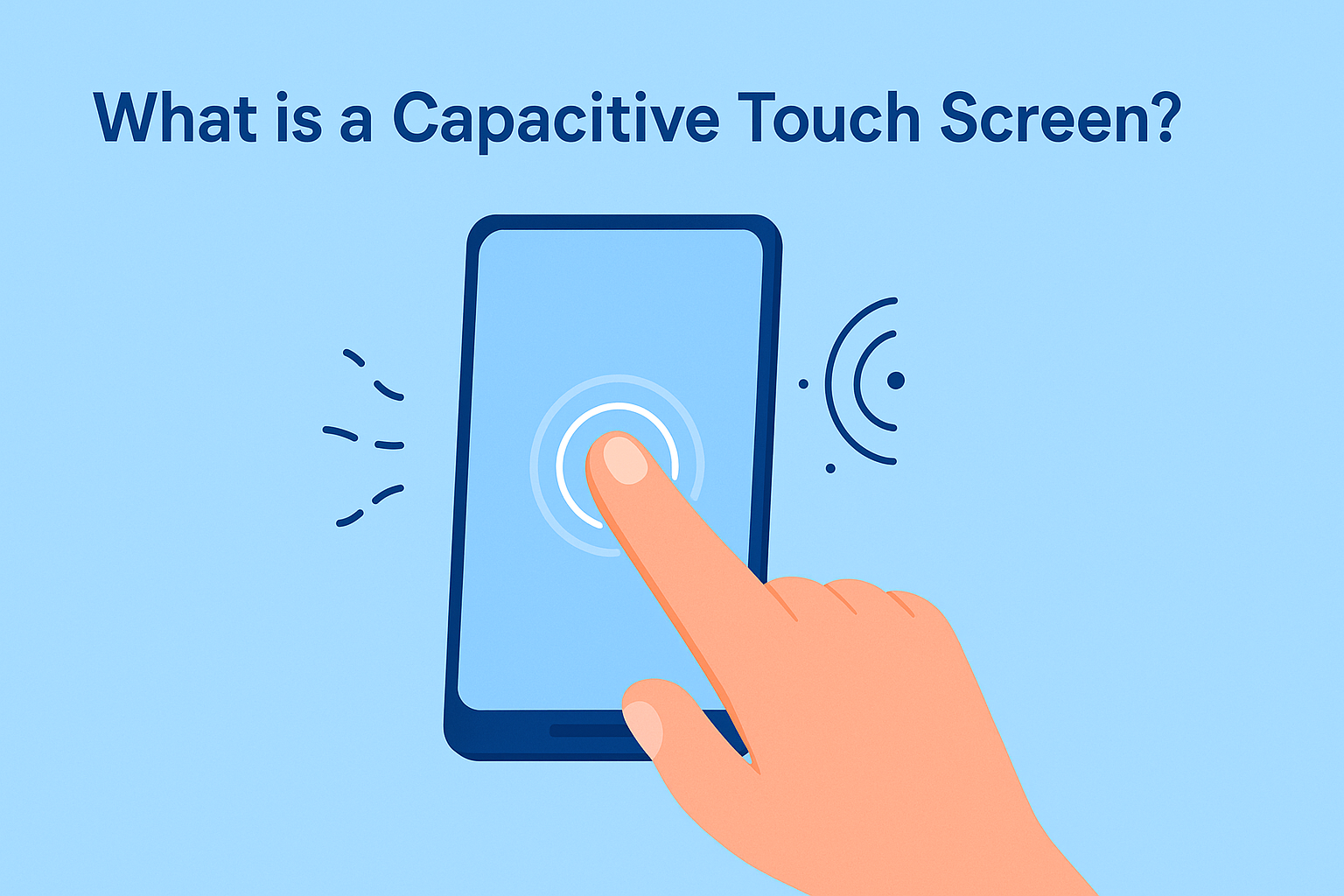 Illustration explaining what a capacitive touch screen is